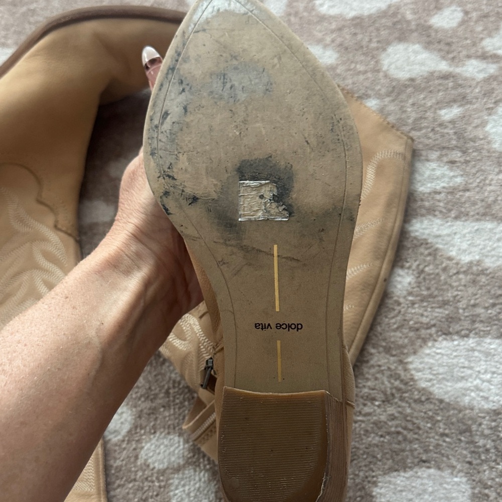 Dolce Vita Tan Western Knee-High Heeled Boots 9.5 - Picture 3 of 6